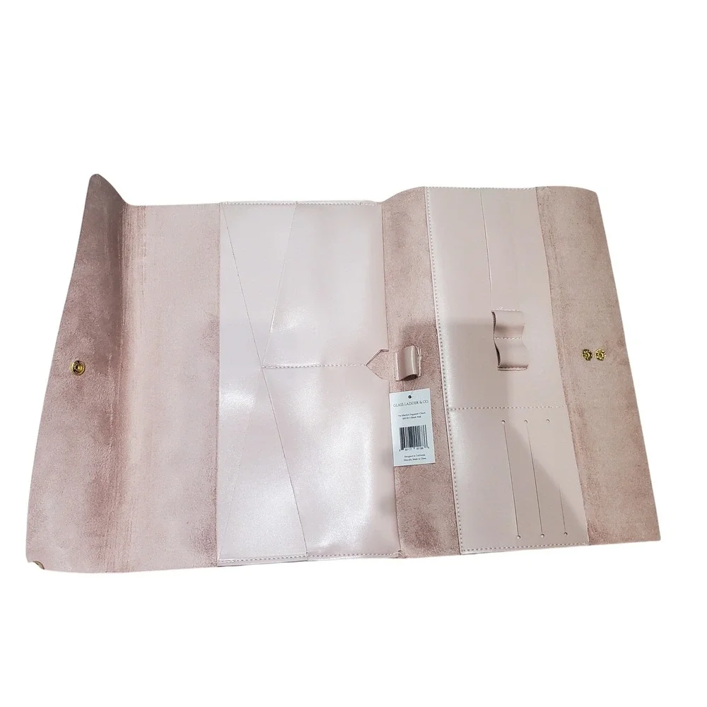 Glass Ladder Co Marilyn Organizer‎ Clutch Blush Pink Leather Snap Closure